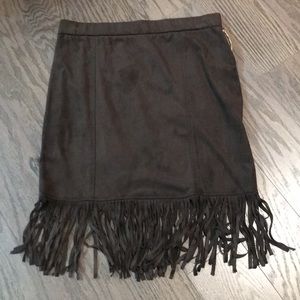 NWT Fringed Faux Suede skirt